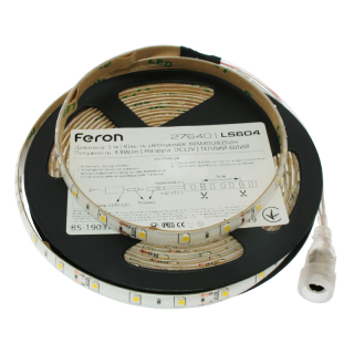 Светодиодная лента LS604, 60SMD/м, 4.8Вт/м, 12V, тёплый белый, Feron Светодиодная лента LS604, 60SMD/м, 4.8Вт/м, 12V, тёплый белый, Feron